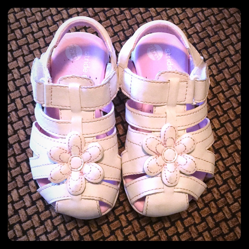 Stride Rite toddler white with pink sandals; sz 7
